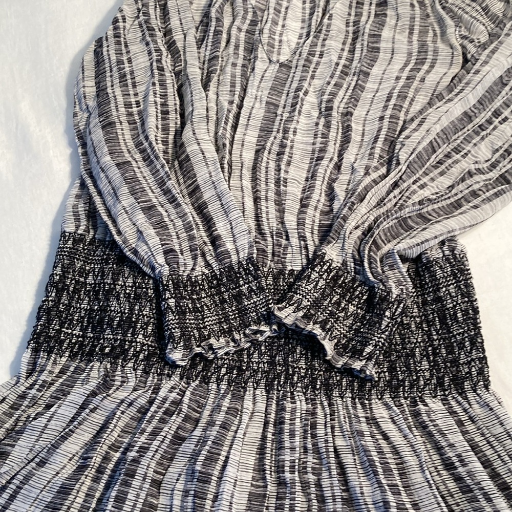 Club Monaco printed dress chiffon silk black grey 8 - Picture 14 of 16